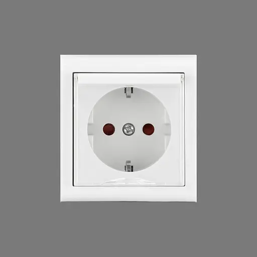 Розетка Ovivo Electric Nivo, одинарная с заземлением, с крышкой и шторками, накладная, белая - фото 2