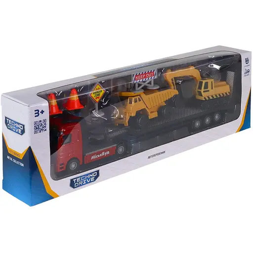 Ігровий набір TechnoDrive Автоперевізник: автоперевізник, самоскид, екскаватор, аксесуари (541757.270) - фото 12