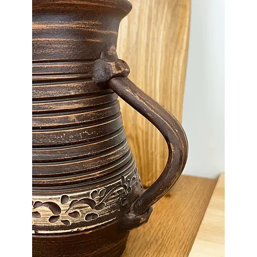 Компотник 1.5 литра керамический (глиняный) резной с ручкой   - фото 4