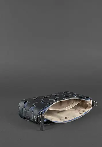 Шкіряна плетена жіноча сумка Пазл S чорна Crazy Horse - фото 5