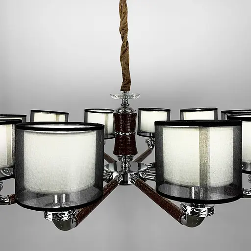 Плафонная люстра с элементами коричневой экокожи Line.F S 198/10 BR - фото 6