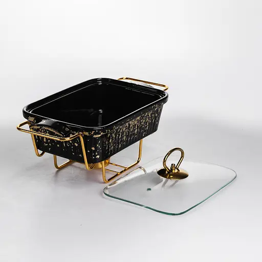 Мармитница прямоугольная Yiwu со стеклянной крышкой на металлической подставке с подогревом 31х16х11 см настольный мармит для первых блюд ML-874-11 - фото 4