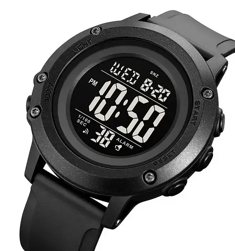 Чоловічий спортивний годинник Skmei 1966 (Чорний з чорним циферблатом) - фото 2