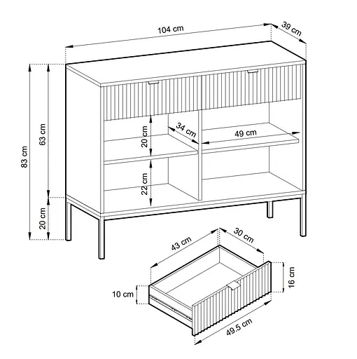 Комод Perfect Home Новая/Nova 2-дверный с 2 ящиками и золотыми ножками KSZ104 Серый (PFH-091220) - фото 2