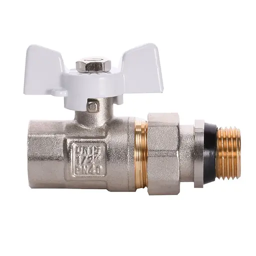 Кран кульовий з американкою Q Professional QP003 PN40 1/2″ антипротікання, Білий метелик - фото 2