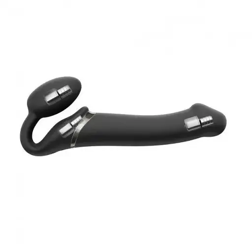 Безремневий страпон Strap-On-Me Vibrating Black M регульований з вібрацією та з пультом ДК діаметр 3.3 см - фото 2