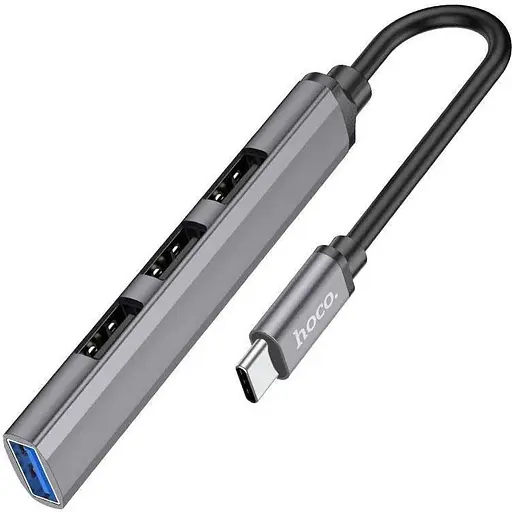 Usb-C адаптер хаб Hoco HB26 Type-C to Usb3.0 + 3xUsb2.0 tarnish 6931474765482 - фото 1