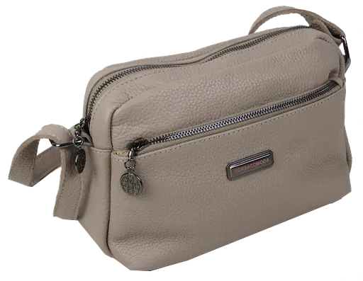 Женская кожаная сумка Borsacomoda на плечо песочная sum0028715 - фото 3