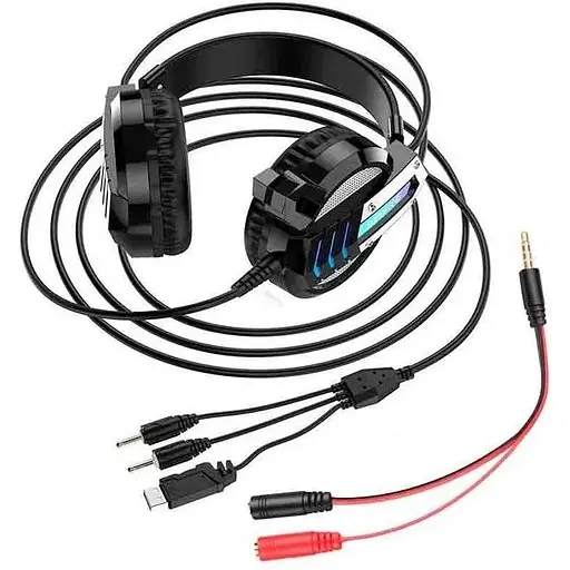 Дротові навушники Borofone gaming Fun LED Hi-Res BO100, USB, 3.5mm, 2.4m, black