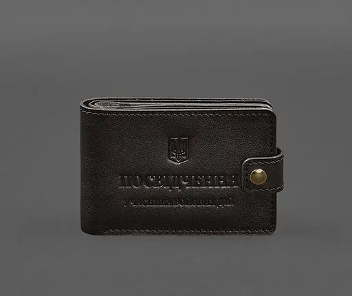 Кожаная обложка-портмоне для удостоверения участника боевых действий (УБД) Темно-коричневая - фото 1