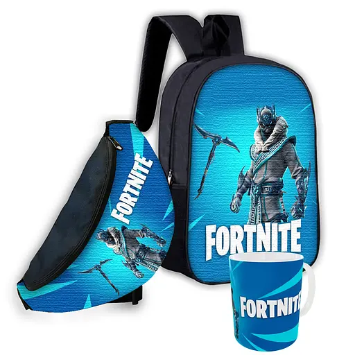 Набір дитячий Fortnite рюкзак 36х27см сумка-бананка, кружка з принтом для хлопчика (01598)