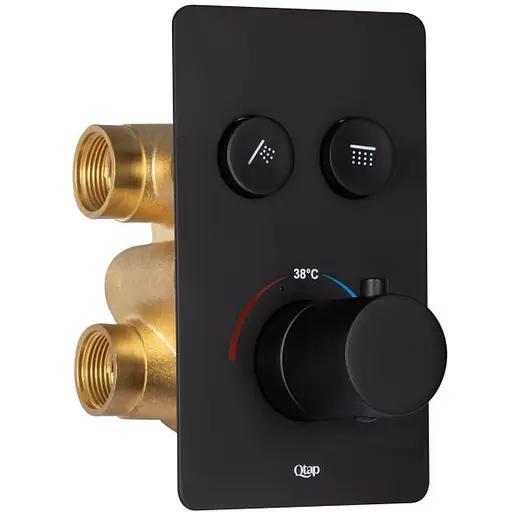 Смеситель для душа Qtap Votice термостатический скрытого монтажа QTVOT6442T105NKB Black Matt - фото 1