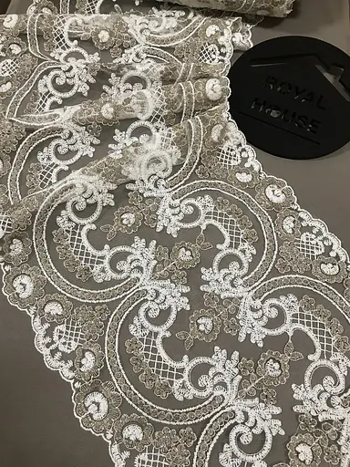 Мереживо Арка подвійна біло-кавове - фото 2