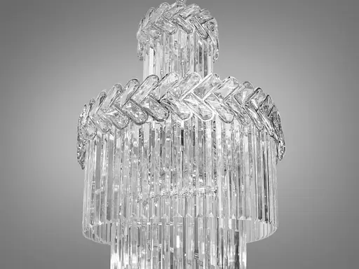Современная каскадная хрустальная люстра на 26 ламп, серебряного цвета. - фото 2