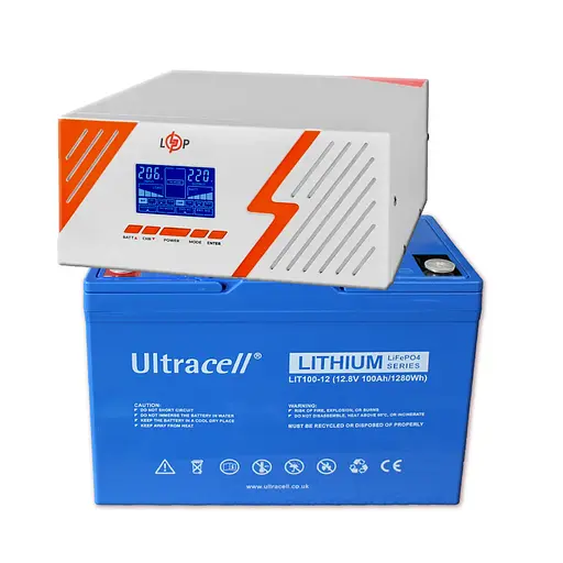 Комплект резервного живлення LogicPower 1,05 кВт/ Ultracell LiFePO4 12В 100Aг 1,28кВт STANDARD