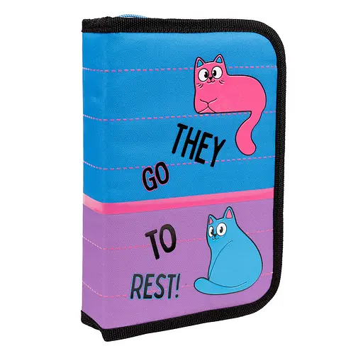 Школьный пенал твердый 1Вересня одинарный с двумя клапанами HP-04 Pink and Blue - фото 1