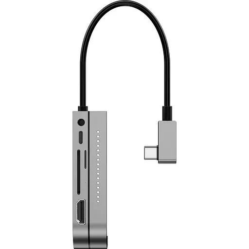 USB-хаб Baseus Bend Angle No.7 Multifunctional Type-C Hub Converter Dark Gray (CAHUB-WJ0G) [77940] - фото 2