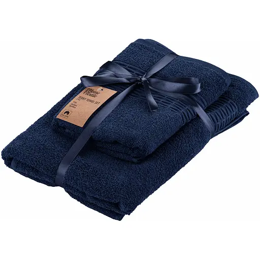 Набор полотенец махровых Ardesto Lotus 50х90 см 70х140 см 2 шт. 100% хлопок темно-синий (ART2357DB)  - фото 1