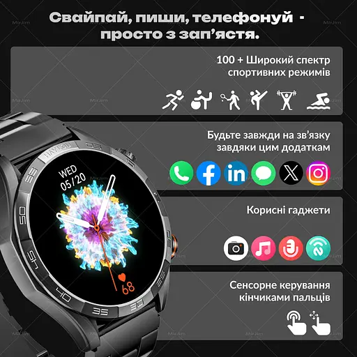 Смарт-годинник Smart Watch Haylou Solar 5 (LS20) – 1.43″ AMOLED, Bluetooth‑дзвінки, голосовий виклик, моніторинг серця/Spo2, для iOS / Android, Black - фото 6