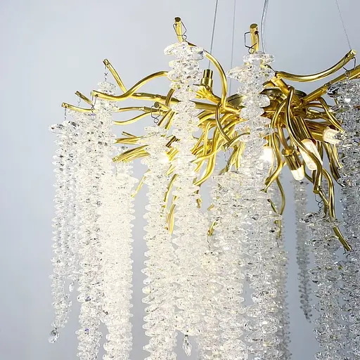 Подвесная люстра в корпусе золото с хрустальными камнями Line.F Диаметр 100см - фото 5