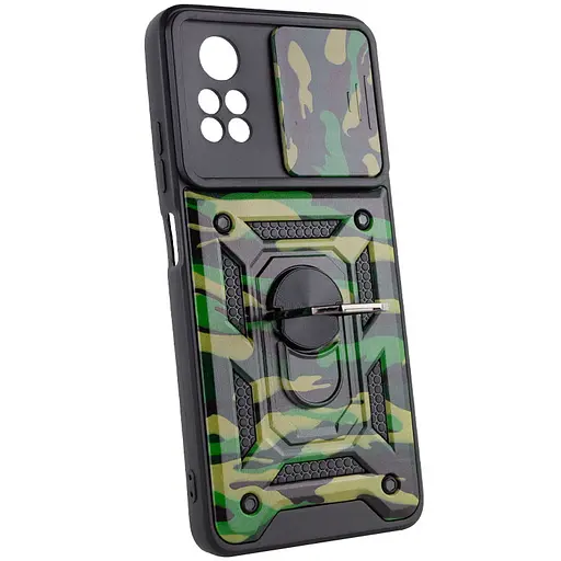Ударостійкий чохол Camshield Serge Ring Camo для Xiaomi Poco X4 Pro 5G Зелений / Army Green - фото 3