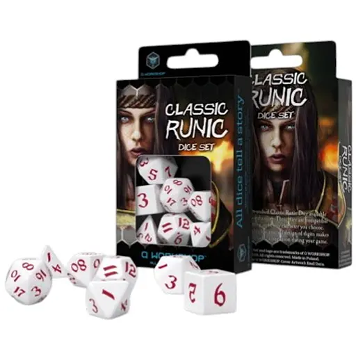 Набор кубиков Classic Runic White & red Dice Set , 7 шт. (SCLR04) - фото 1