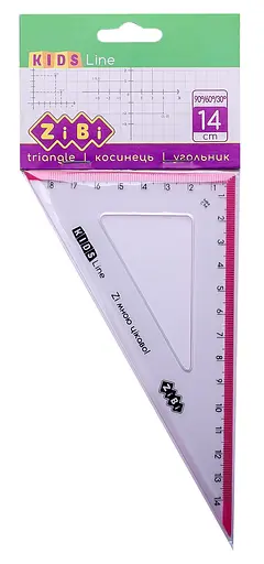 Косинець KIDS Line, 140 мм, 90°/60°, з рожевою смужкою, блістер, 12 шт. в упаковці