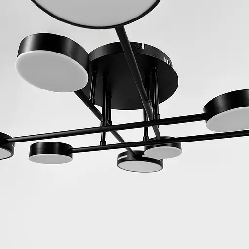 Черная потолочная люстра на 4+4 световых круга Ø 80 см | Ст. 77031/4+4 BK | Line F - фото 3