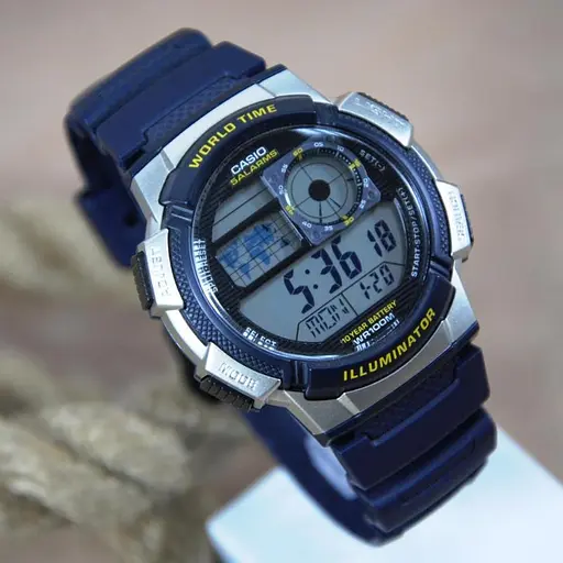 Мужские спортивные часы наручные электронные синие оригинальные Casio Collection AE-1000W-2AVEF - фото 3