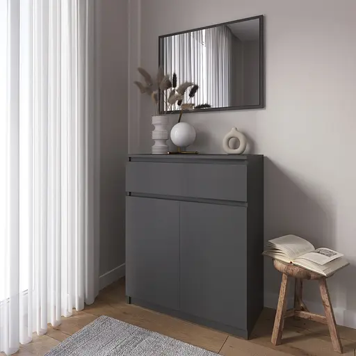 Комод тумба Vays R-23 Антрацит, з шухлядою та відділенням з полицями, без ручок, ЛДСП, 80×40×98 см - для дому, спальні, передпокою