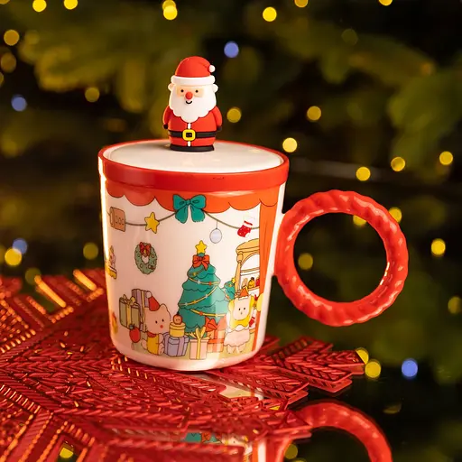 Чашка порцелянова Санта 400 мл з кришкою Yiwu FM-CS-36A - фото 2