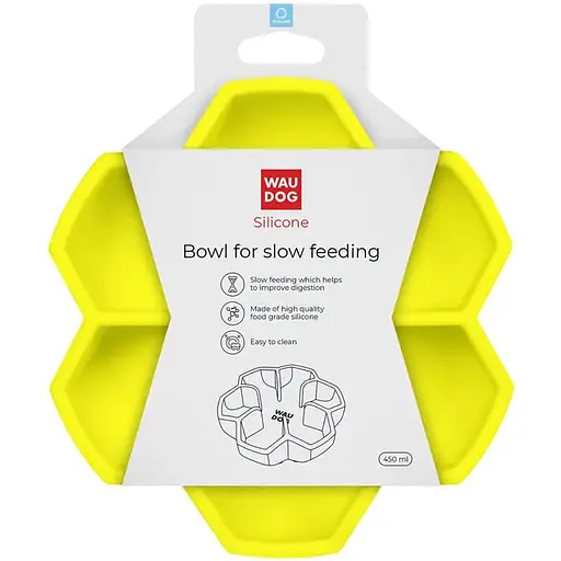 Миска для медленного питания Waudog Silicone 450 мл желтая