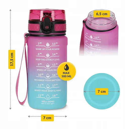 Пляшка для води 4FIZJO спортивна 500 мл 4FJ0628 Pink/Sky Blue (P-5905973400749) - фото 5