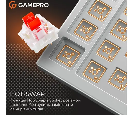 Клавіатура ігрова механічна GamePro GPMK-160-BL Warden Genesis Red Outemu Swithes Hot-Swap White-Blue - фото 10