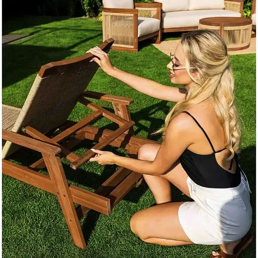 Садовый шезлонг Di Volio Alege из дерева бежевый - фото 7