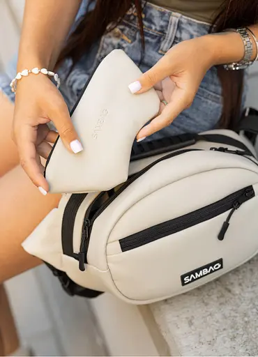 Сумка через плечо женская бананка Sambag Flex серая 30×17×10 см (85351030) - фото 9