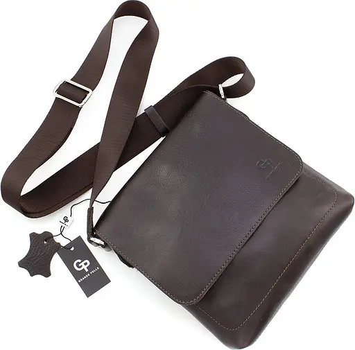 Чоловіча шкіряна сумка GRANDE PELLE 22х22х5,5 см sum0022206 - фото 5