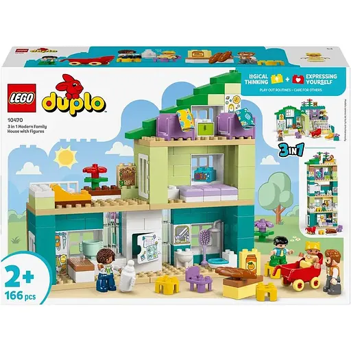 Уценка. Конструктор LEGO DUPLO Town Современный семейный дом с фигурками 3 в 1, 166 деталей (10470) - фото 1