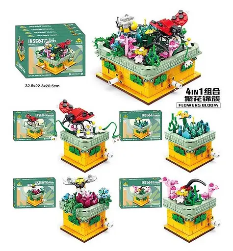 Конструктор Цветы и Комашки, подвижные элементы, (В ассортименте) - фото 2