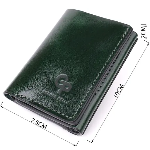 Отличный кошелек в три сложения из натуральной гладкой кожи Grande Pelle 7.5х10х2 см acs0029666 - фото 3