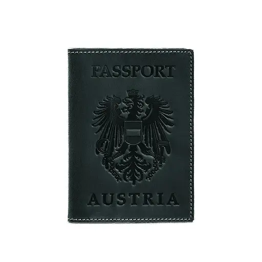 Кожаная обложка для паспорта с австрийским гербом зеленая Crazy Horse - фото 6
