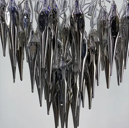 Люстра с подвесными объемными стеклянными элементами дымчатого цвета Line.F Y 03 CH+GR - фото 3