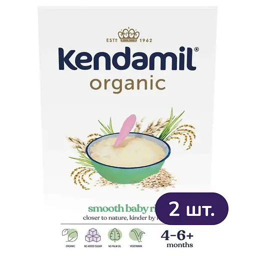 Безмолочна каша Kendamil Organic Рисова 240 г (2 шт. х 120 г) - фото 1