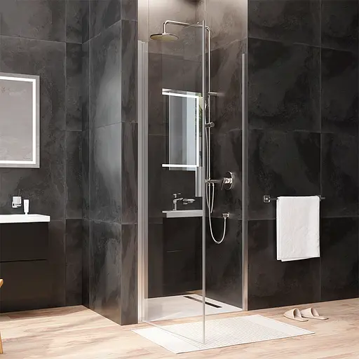 Душові двері AM.PM Gem 90x195 см скло прозоре хром матовий W90UG-090-1P-195MT, прозорий, хром матовий - фото 4