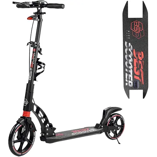 Самокат Best Scooter 93-103х49х14 см Чорно-червоний 000255825