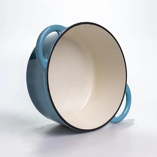 Каструля чавунна 2.5 л емальована з кришкою посуд для тушкування запікання кухонна Синій Premium Cookware HP-1-14-BLUE - фото 6