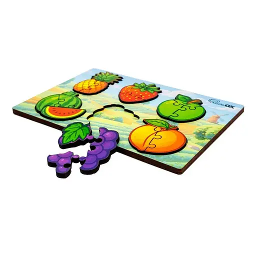 Деревянный пазл-вкладыш "Умный мир: Веселые фрукты" PuzzleOK Puz-88749 А5, 18 элементов - фото 2