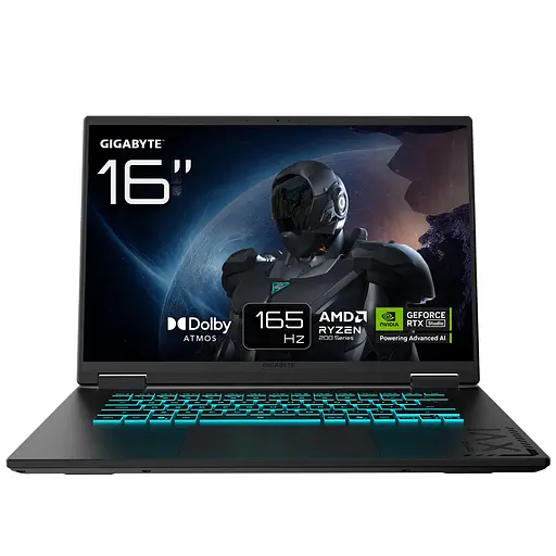Ноутбук Gigabyte 16 Gaming A16 WUXGA IPS 165Hz/Ryzen 7 260/16GB/1TB/RTX 5050 8GB/DOS/Black (3THK3UA894SD) - фото 1