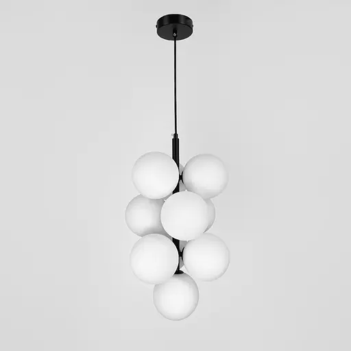 Подвесной светильник с белыми плафонами на черном основании | Line F | Арт. S28G/10 BK+WT - фото 2