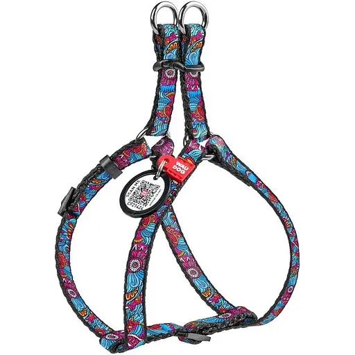 Шлейка для собак Waudog Nylon с QR паспортом, рисунок "Лето", пластиковый фастекс